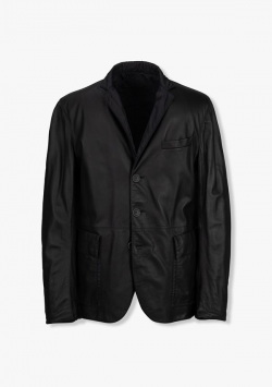 [HERNO] 블랙 가죽 리버시블 자켓