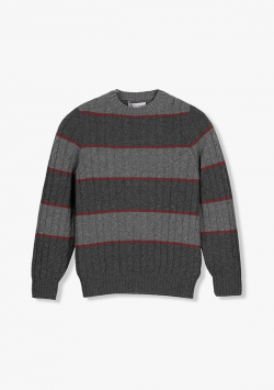 그레이 캐시미어 케이블  스웨터