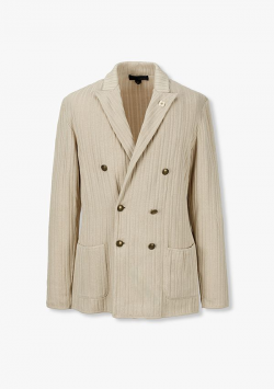 [라르디니] 베이지 부토니에 더블 골드 버튼 블레이저