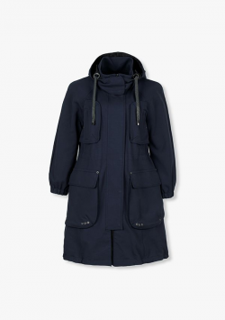 디테처블 후디드 저지 롱 트렌치 코트