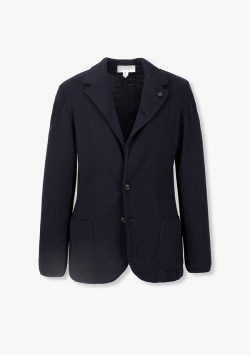 [라르디니] 네이비 부토니에 니트 자켓